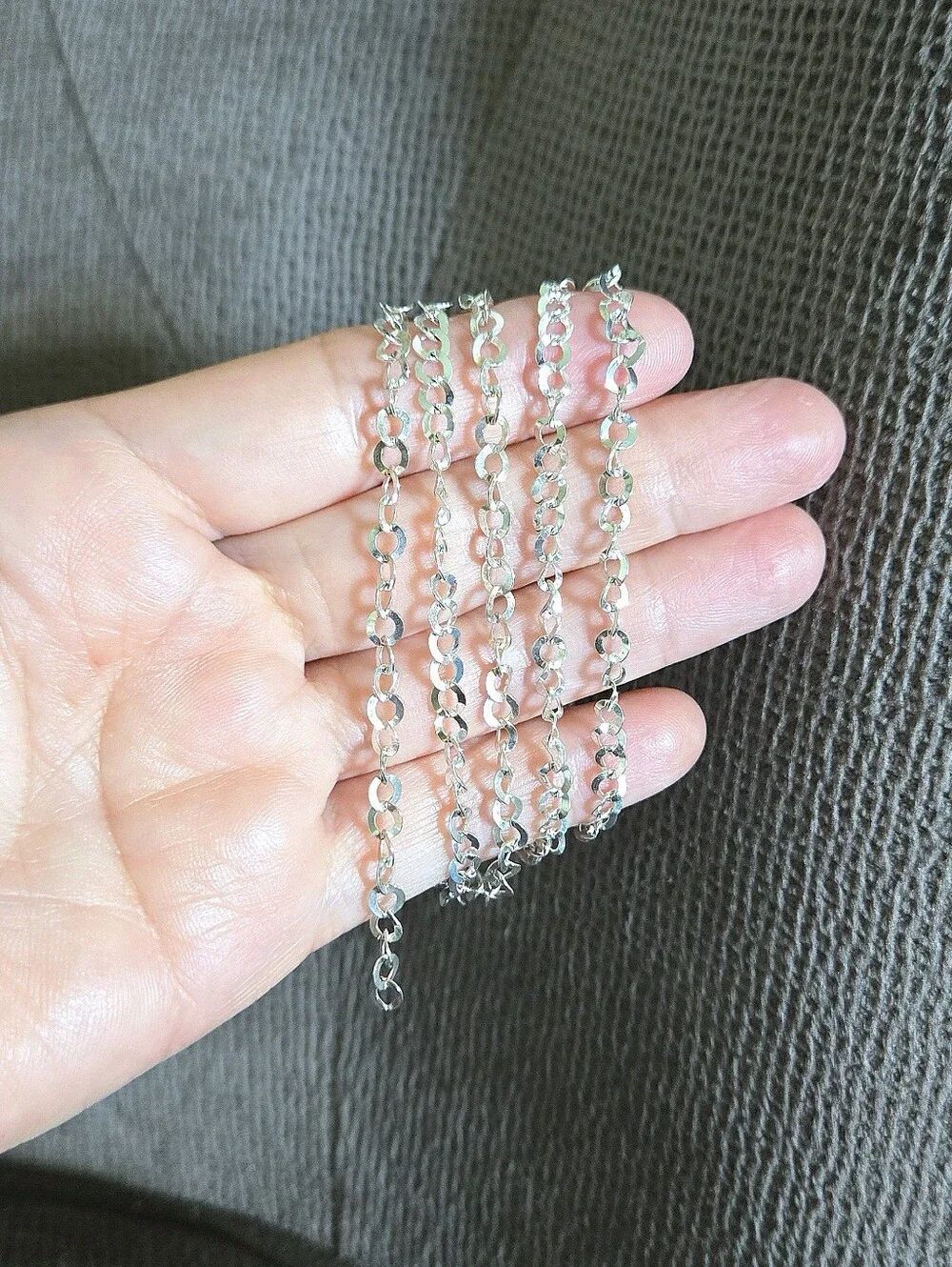 FAS Italy🇮🇹 Silver🤍 Twisted🧬 Flat Circle⭕️ Link Chain⛓️ - NWOT - Picture 9 of 15